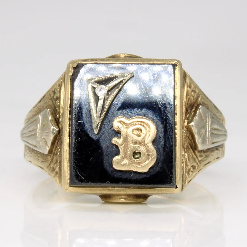 Bohemian-Inspired Jewelry For Free-Spirited Fashion Hematite & Diamond 'B' Initial Ring | 4.50ctm 0.01ct | SZ 11.5 | Bohemian-Inspired Jewelry For Free-Spirited Fashion Hematite & Diamond 'B' Initial Ring | 4.50ctm 0.01ct | SZ 11.5 |