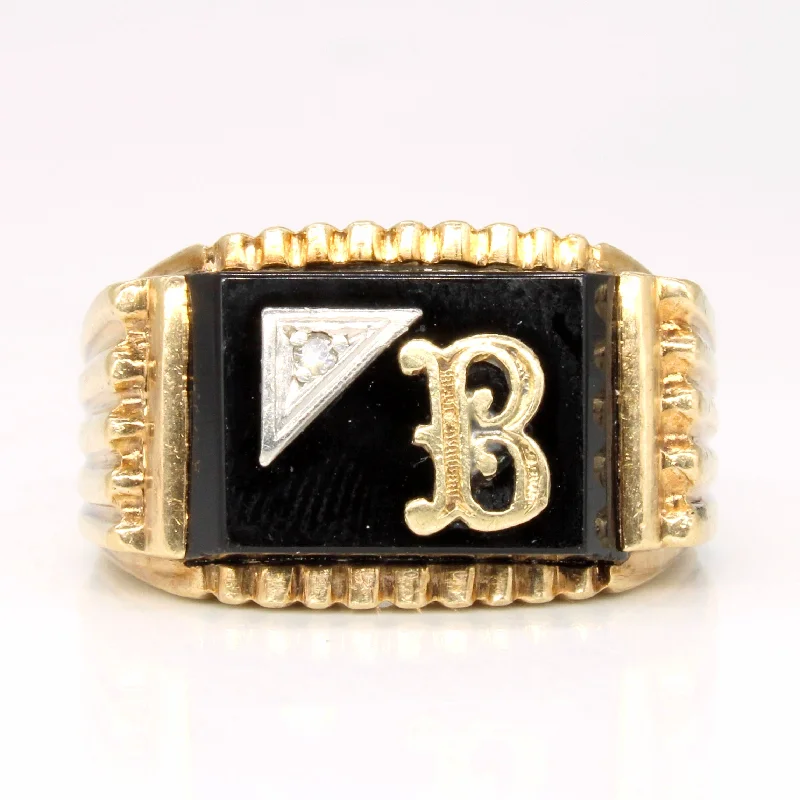 Your Dream Jewelry At Dream Prices – Shop Now Onyx & Diamond 'B' Initial Ring | 4.00ct, 0.01ct | SZ 8 | Your Dream Jewelry At Dream Prices – Shop Now Onyx & Diamond 'B' Initial Ring | 4.00ct, 0.01ct | SZ 8 |