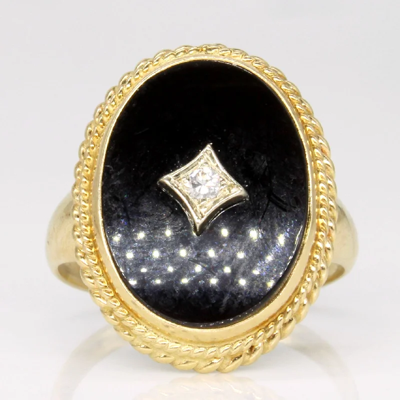 The Perfect Jewelry Piece At The Perfect Discount Onyx & Diamond Cocktail Ring | 2.60ct, 0.03ct | SZ 5.75 |