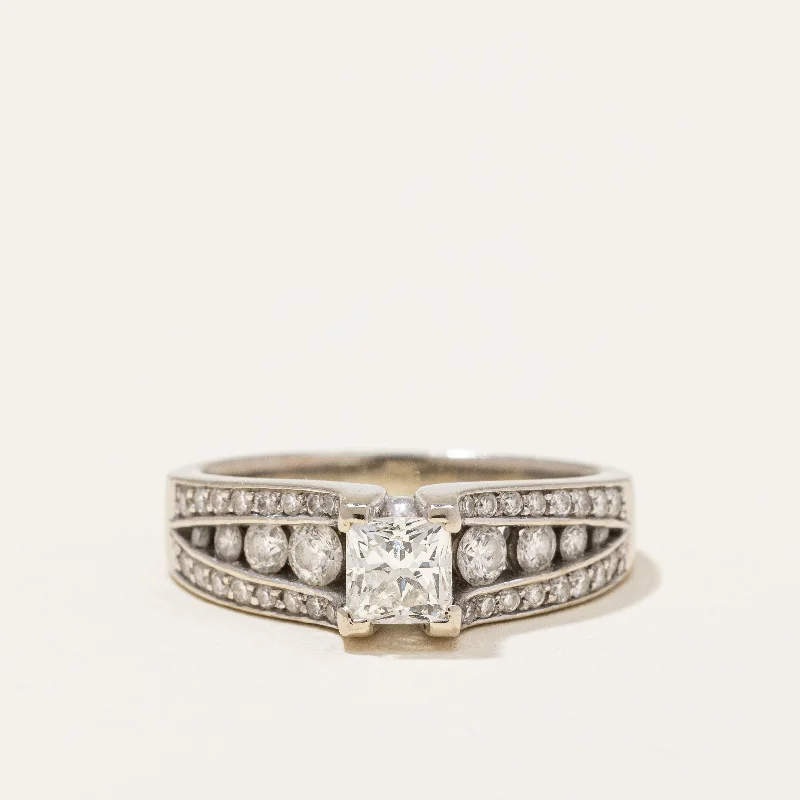 Premium Diamond Jewelry For Unforgettable Moments Princess Diamond with Channel Accents Engagement Ring | 0.98ctw | SZ 5.5 | Premium Diamond Jewelry For Unforgettable Moments Princess Diamond with Channel Accents Engagement Ring | 0.98ctw | SZ 5.5 |
