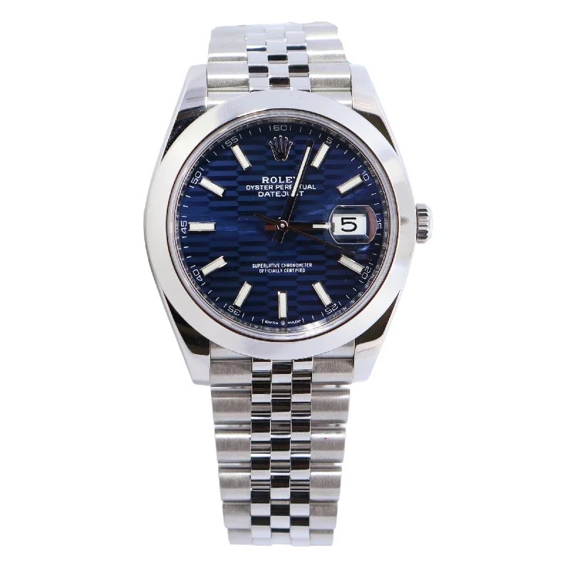 Breathtaking Jewelry, Breathtaking Prices Rolex Datejust Blue Motif Stick Dial 41mm Ref# 126300 Breathtaking Jewelry, Breathtaking Prices Rolex Datejust Blue Motif Stick Dial 41mm Ref# 126300