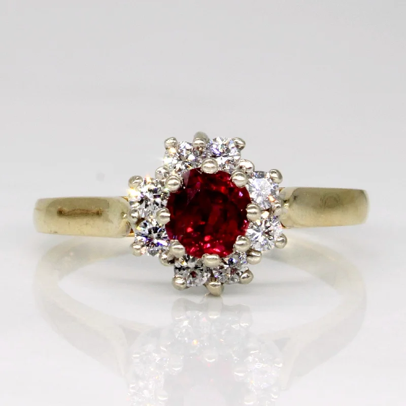 Flash Sale On Elegant Jewelry – Don't Miss Out Ruby & Diamond Halo Ring | 0.50ct, 0.28ctw | SZ 7.25 | Flash Sale On Elegant Jewelry – Don't Miss Out Ruby & Diamond Halo Ring | 0.50ct, 0.28ctw | SZ 7.25 |