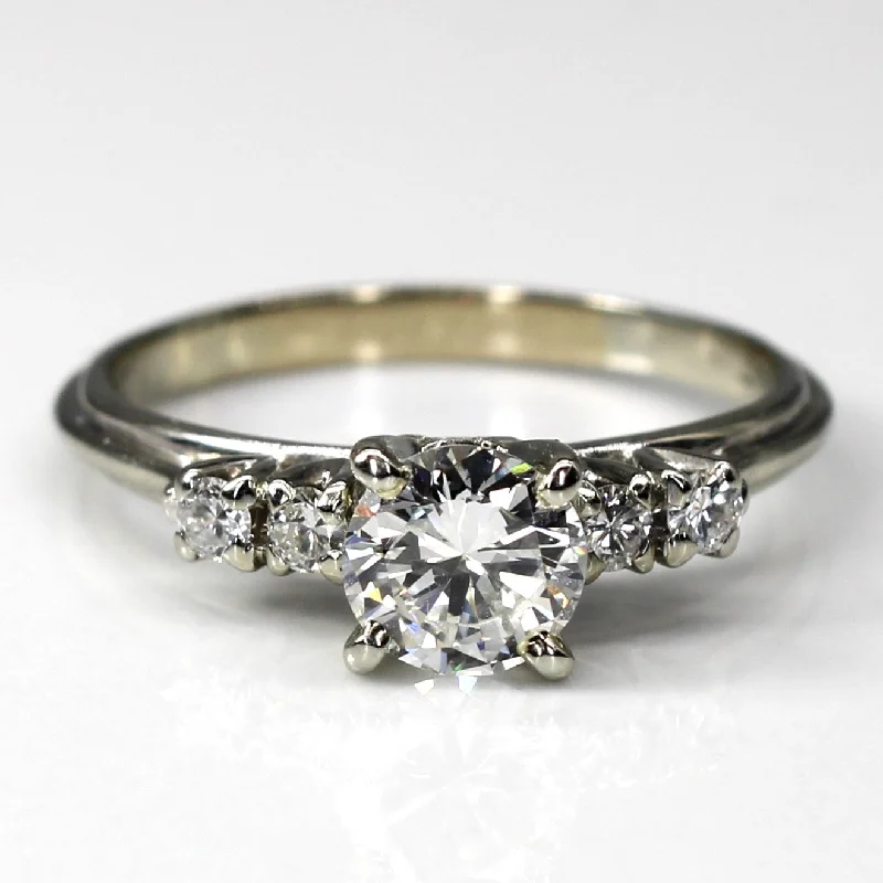 Buy More, Save More On Stunning Jewelry Pieces Solitaire with Accents Diamond Ring | 0.74ctw VS2 H/I | SZ 6.5 |