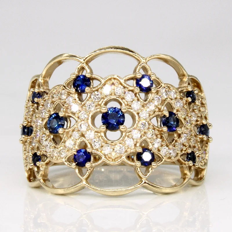 Shop Fine Jewelry With Exclusive Savings Synthetic Sapphire & Natural Diamond Lattice Ring | 0.40ctw, 0.36ctw | SZ 6.25 | Shop Fine Jewelry With Exclusive Savings Synthetic Sapphire & Natural Diamond Lattice Ring | 0.40ctw, 0.36ctw | SZ 6.25 |