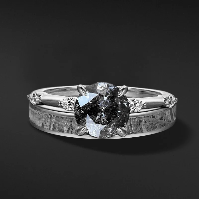 Handcrafted Jewelry Sale – Unique Designs At Low Prices Demi Engagement Ring for Her | 14K Gold Salt & Pepper Diamond | Certified Moissanite Ring