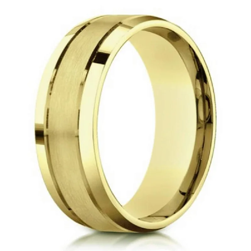 Customized Silver Jewelry For Unique Style Satin Finished 10KY Gold Wedding Band Polished Beveled Edges | 6mm Customized Silver Jewelry For Unique Style Satin Finished 10KY Gold Wedding Band Polished Beveled Edges | 6mm
