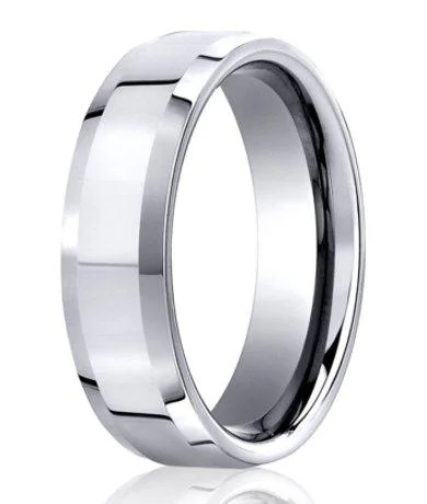Romantic Heart-Shaped Jewelry For Special Gifts Designer Cobalt Chrome Men's Wedding Ring, Beveled Edges- 7mm Romantic Heart-Shaped Jewelry For Special Gifts Designer Cobalt Chrome Men's Wedding Ring, Beveled Edges- 7mm
