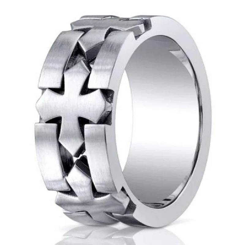 Luxury Handcrafted Jewelry For Elegant Looks Cobalt Chrome Men's Wedding Band, Celtic Cross, Benchmark, 10mm Luxury Handcrafted Jewelry For Elegant Looks Cobalt Chrome Men's Wedding Band, Celtic Cross, Benchmark, 10mm
