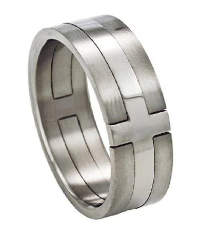 Flash Sale On Exquisite Jewelry – Don't Miss Out Titanium Cross Ring with High Polish and Satin Finish -8mm Flash Sale On Exquisite Jewelry – Don't Miss Out Titanium Cross Ring with High Polish and Satin Finish -8mm