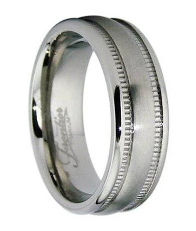 Shop Dazzling Jewelry With Special Promotional Discounts Men's Titanium Wedding Ring with Milgrain Edges | 6.5mm Shop Dazzling Jewelry With Special Promotional Discounts Men's Titanium Wedding Ring with Milgrain Edges | 6.5mm