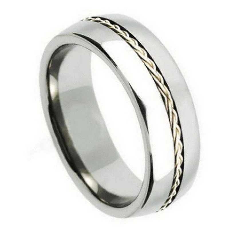 The Jewelry Sale You've Been Waiting For Is Here Tungsten Ring with a Braided Sterling Silver Band Center-8mm The Jewelry Sale You've Been Waiting For Is Here Tungsten Ring with a Braided Sterling Silver Band Center-8mm