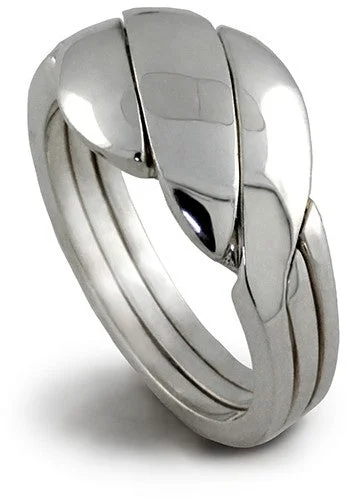 Trendy And Classic Jewelry Now At Reduced Prices Retired UNISEX 3 band STERLING SILVER Puzzle Ring 3BDS