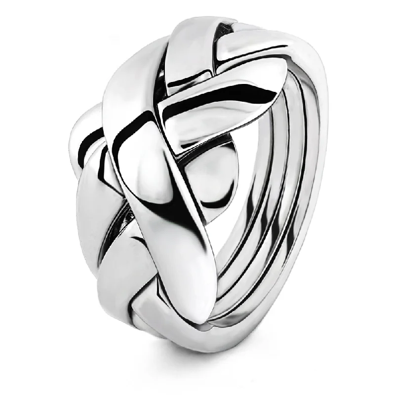Modern Statement Jewelry For Bold Styling Retired UNISEX 4 band STERLING SILVER Puzzle Ring 4BDS Modern Statement Jewelry For Bold Styling Retired UNISEX 4 band STERLING SILVER Puzzle Ring 4BDS