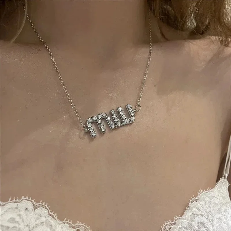 High-Quality Jewelry At A Fraction Of The Cost New thin chain necklace female wind letter rhinestone light luxury clavicle chain neck Free shipping High-Quality Jewelry At A Fraction Of The Cost New thin chain necklace female wind letter rhinestone light luxury clavicle chain neck Free shipping