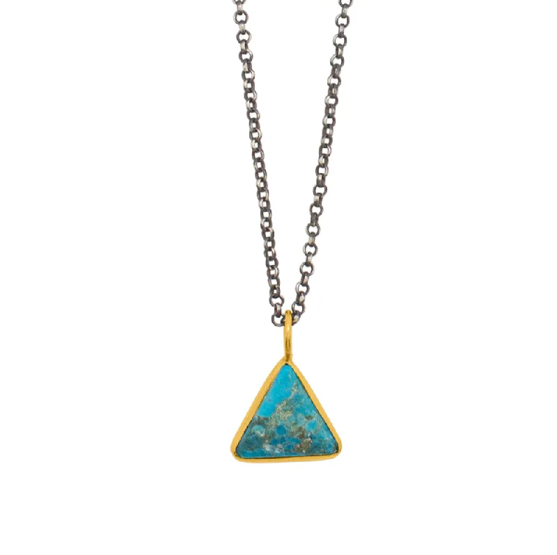Handcrafted Beauty At Affordable Prices Triad Necklace in Turquoise & Gold & Antiqued Sterling