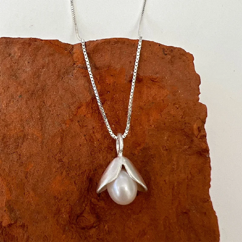 Elevate Your Outfit With Discounted Statement Jewelry Acorn Pearl Necklace - Sterling Silver, Indonesia Elevate Your Outfit With Discounted Statement Jewelry Acorn Pearl Necklace - Sterling Silver, Indonesia