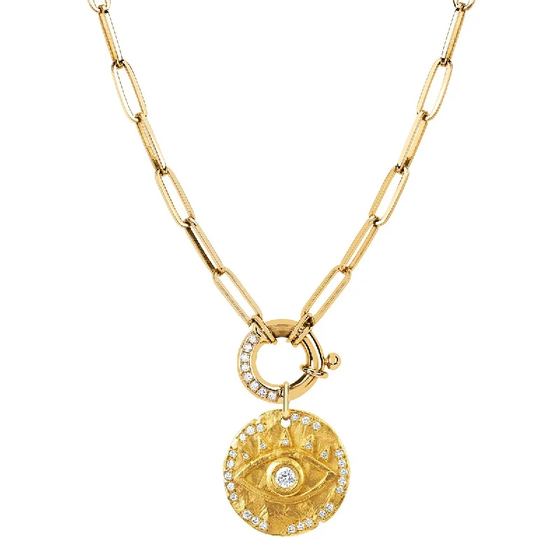 Shop Elegant Jewelry At Unbeatable Prices Alchemy Link Charm Necklace with Pavé Diamonds and 18k Diamond Eye of Protection Coin Charm Shop Elegant Jewelry At Unbeatable Prices Alchemy Link Charm Necklace with Pavé Diamonds and 18k Diamond Eye of Protection Coin Charm