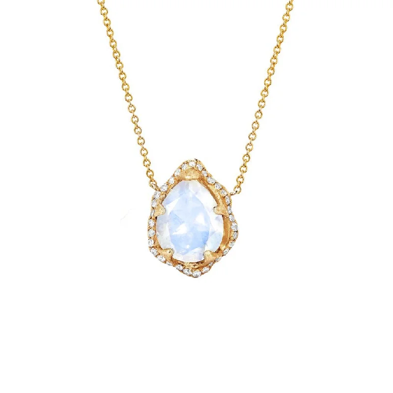 Jewelry Clearance – Final Chance To Save Big Baby Queen Water Drop Moonstone Necklace with Full Pavé Diamond Halo | Ready to Ship Jewelry Clearance – Final Chance To Save Big Baby Queen Water Drop Moonstone Necklace with Full Pavé Diamond Halo | Ready to Ship