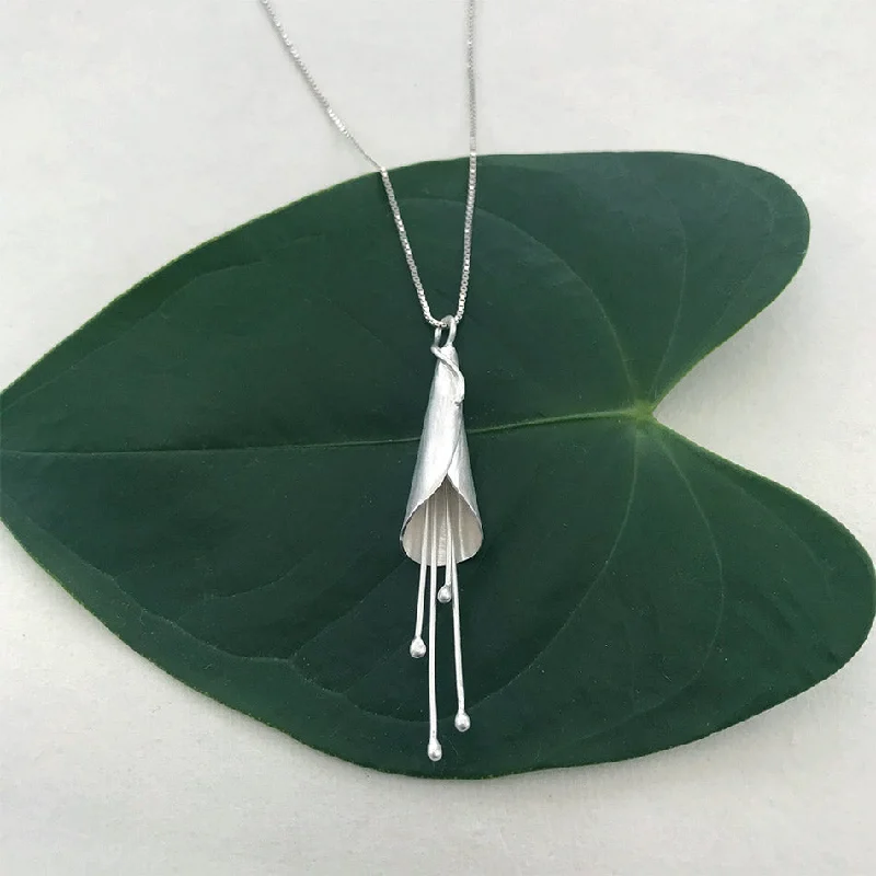 Shop Handcrafted Jewelry At Special Promotional Rates Calla Lily Necklace - Sterling Silver, Indonesia Shop Handcrafted Jewelry At Special Promotional Rates Calla Lily Necklace - Sterling Silver, Indonesia