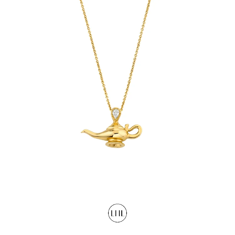 Seasonal Jewelry Sale – Upgrade Your Style Today Genie Lamp with Pear Diamond