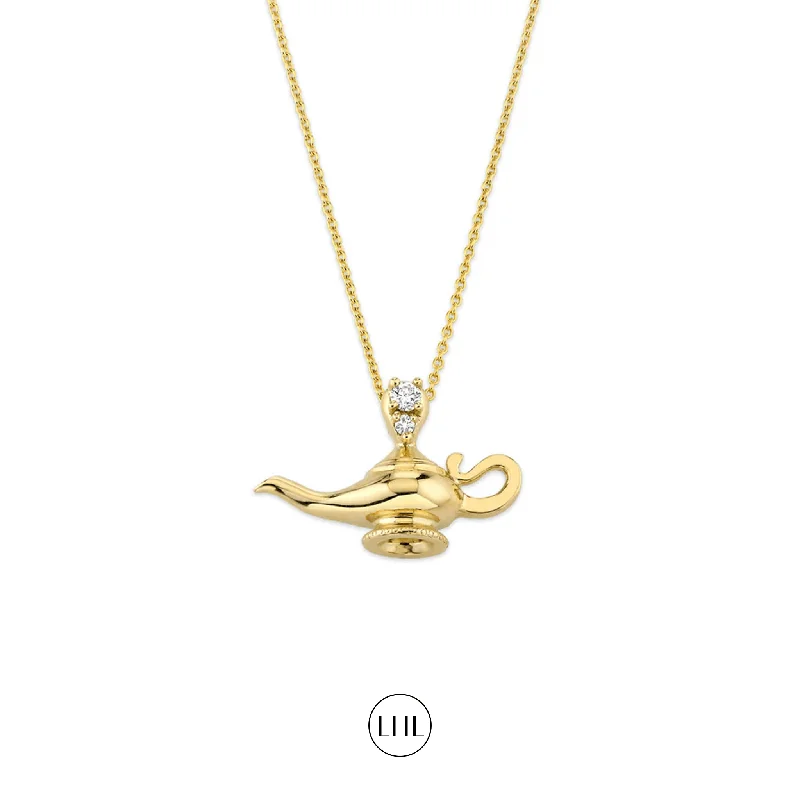 Best-Selling Jewelry Now Available At Special Deals Genie Lamp with Round Diamonds