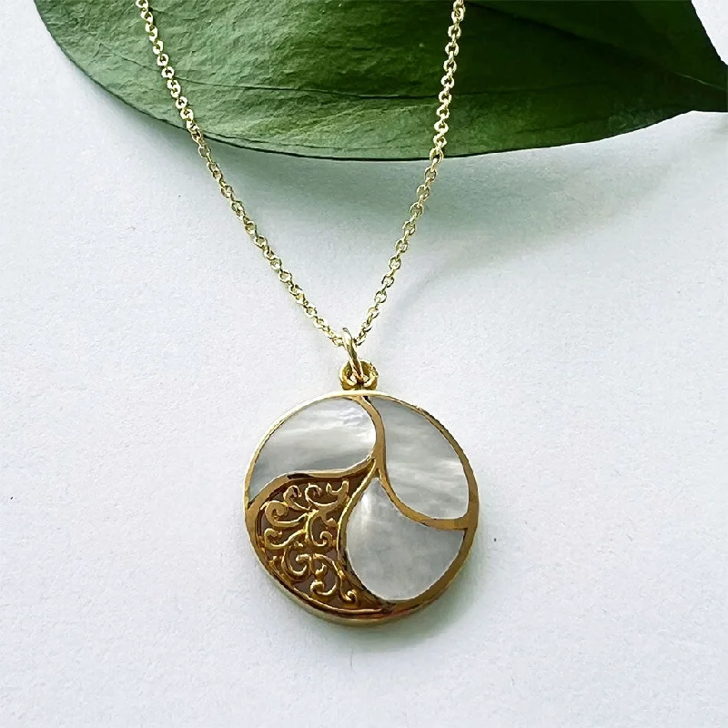 Shop Stylish Jewelry Now And Save Big Mother-of-Pearl Filigree Necklace - Brass, Indonesia Shop Stylish Jewelry Now And Save Big Mother-of-Pearl Filigree Necklace - Brass, Indonesia