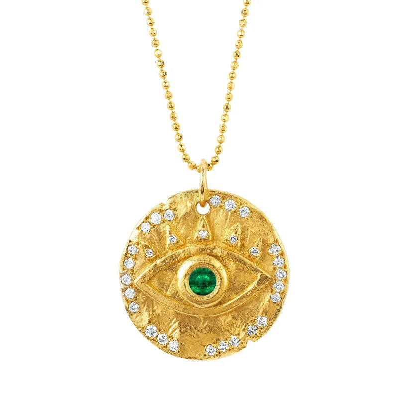 The Perfect Accessory For Less – Jewelry Sale Live 18k Emerald Eye of Protection Coin Pendant The Perfect Accessory For Less – Jewelry Sale Live 18k Emerald Eye of Protection Coin Pendant