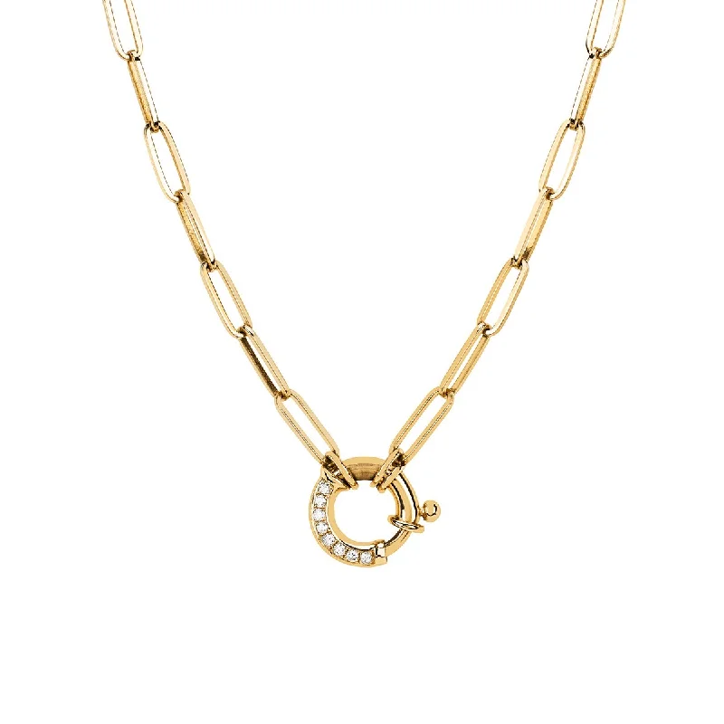 Modern Statement Jewelry For Bold Styling Alchemy Link Charm Necklace with Pavé Diamond Hoop Closure Modern Statement Jewelry For Bold Styling Alchemy Link Charm Necklace with Pavé Diamond Hoop Closure