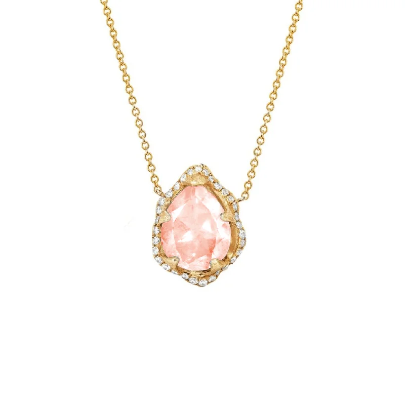 Jewelry Flash Sale – Stylish Designs At Unbeatable Rates Baby Queen Water Drop Morganite Necklace with Full Pavé Halo Jewelry Flash Sale – Stylish Designs At Unbeatable Rates Baby Queen Water Drop Morganite Necklace with Full Pavé Halo