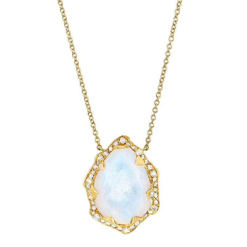 Beautiful Jewelry, Breathtaking Discounts – Hurry In Queen Water Drop Moonstone Necklace with Full Pavé Diamond Halo Beautiful Jewelry, Breathtaking Discounts – Hurry In Queen Water Drop Moonstone Necklace with Full Pavé Diamond Halo