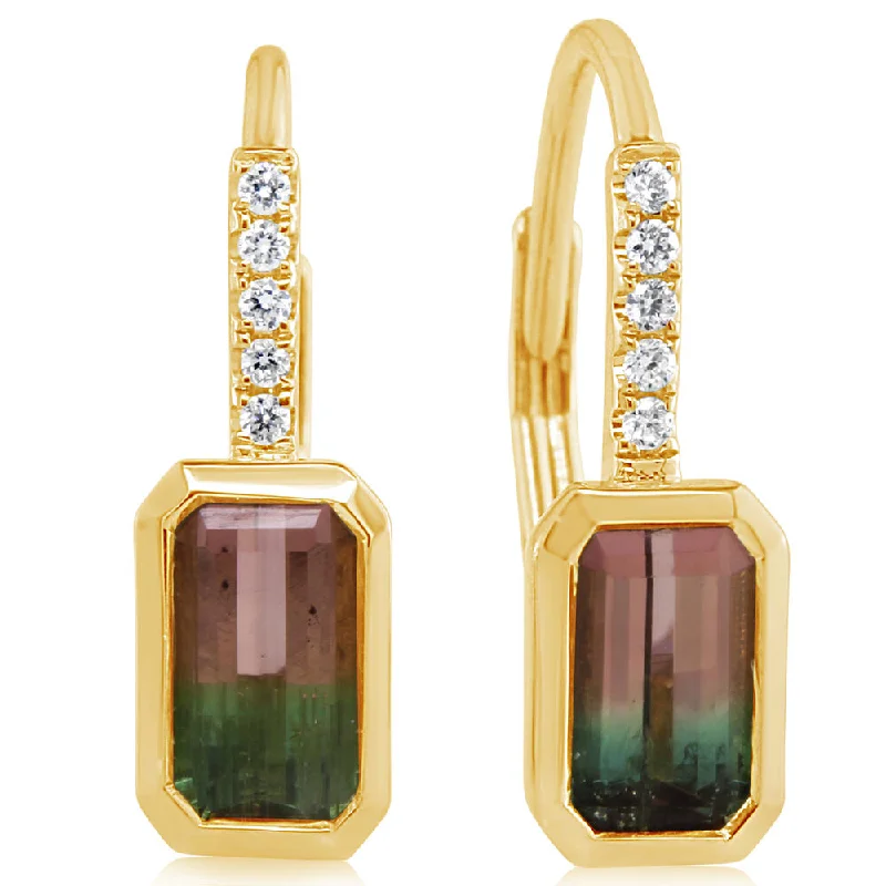 Jewelry Sale – Exclusive Styles At Lower Prices 14K Yellow Gold Bi-Color Tourmaline/Diamond Earrings Jewelry Sale – Exclusive Styles At Lower Prices 14K Yellow Gold Bi-Color Tourmaline/Diamond Earrings