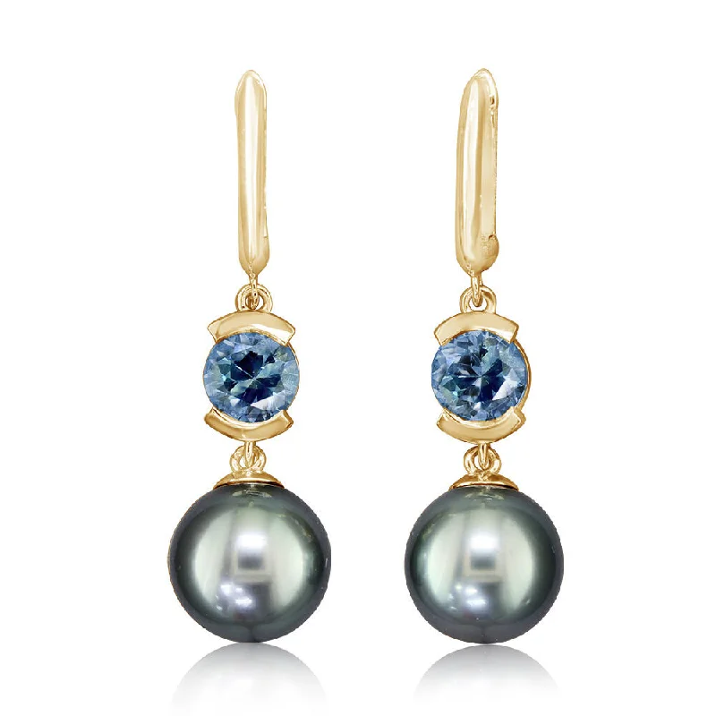 Elegant Jewelry, Affordable Luxury – Shop Now 14K Yellow Gold Tahitian Pearl/Montana Sapphire Earrings Elegant Jewelry, Affordable Luxury – Shop Now 14K Yellow Gold Tahitian Pearl/Montana Sapphire Earrings