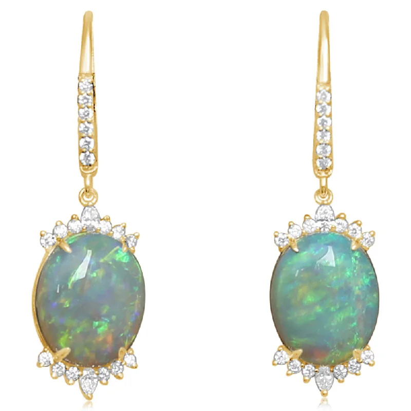 Flash Deals On Fine Jewelry – Shop Before It's Gone 18K Yellow Gold Australian Opal/Diamond Earrings Flash Deals On Fine Jewelry – Shop Before It's Gone 18K Yellow Gold Australian Opal/Diamond Earrings
