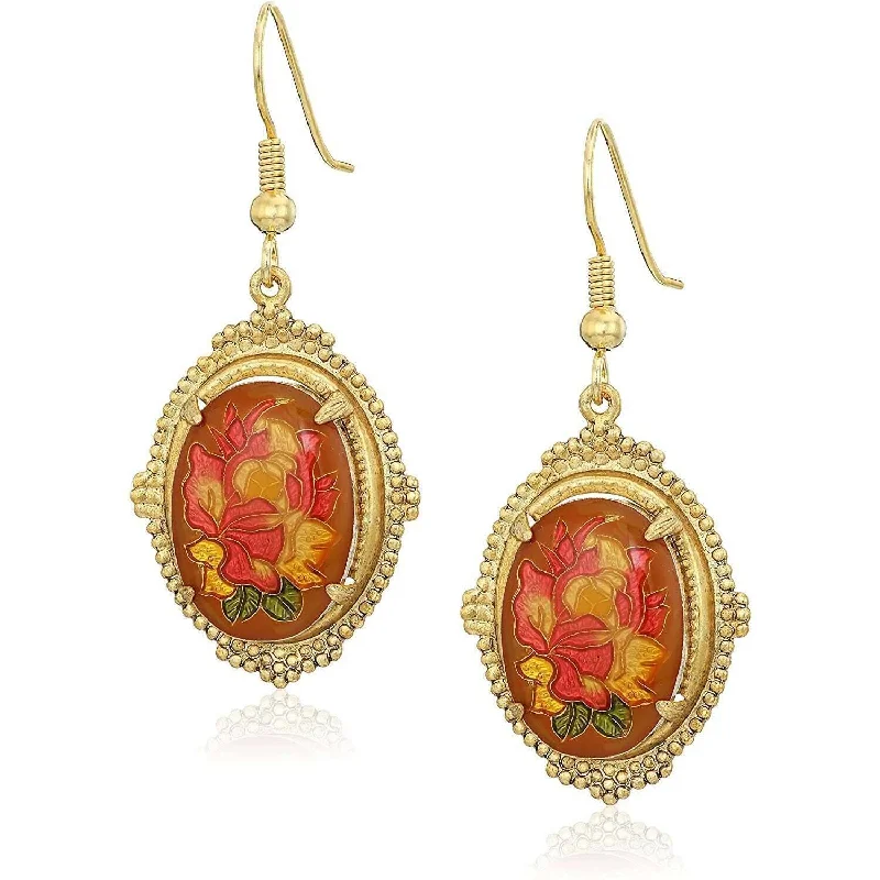 Romantic Heart-Shaped Jewelry For Special Gifts 1928 Jewelry Classic Floral Oval Drop Earrings Romantic Heart-Shaped Jewelry For Special Gifts 1928 Jewelry Classic Floral Oval Drop Earrings