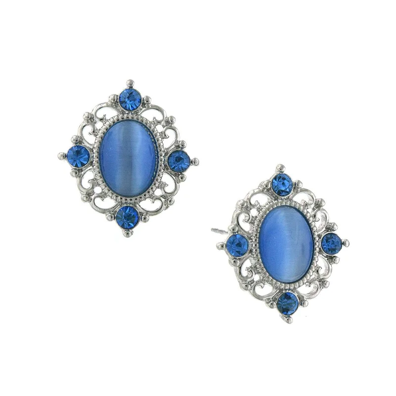 Timeless Jewelry At Special Discount Rates 1928 Jewelry Crystal And Filigree Oval Cat's Eye Button Earrings Timeless Jewelry At Special Discount Rates 1928 Jewelry Crystal And Filigree Oval Cat's Eye Button Earrings