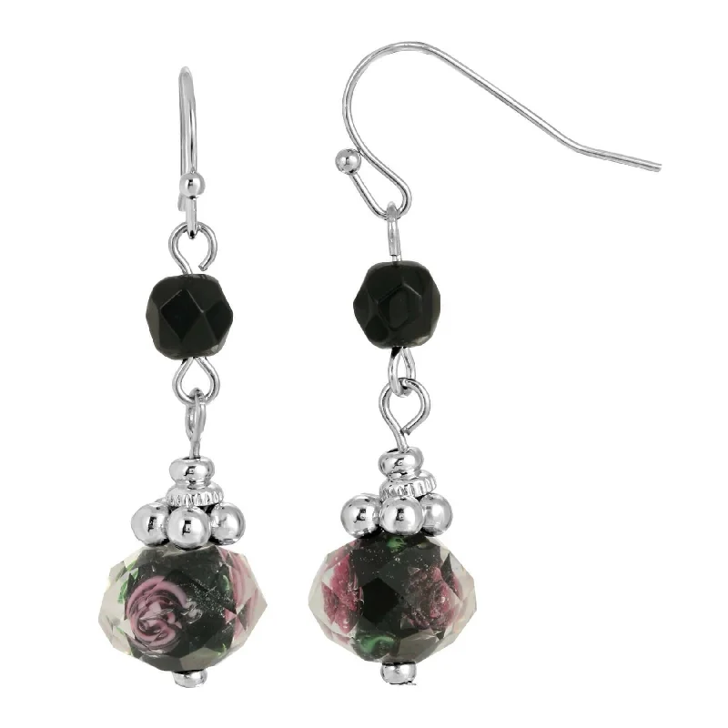 Exclusive Jewelry Markdowns – Limited-Time Offer 1928 Jewelry Black & Pink Floral Bead Dangling Earrings Exclusive Jewelry Markdowns – Limited-Time Offer 1928 Jewelry Black & Pink Floral Bead Dangling Earrings