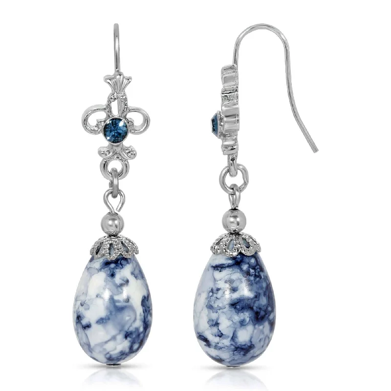 Luxury Jewelry Without The Luxury Price Tag 1928 Jewelry Blue Denim Crystal Accent Drop Earrings Luxury Jewelry Without The Luxury Price Tag 1928 Jewelry Blue Denim Crystal Accent Drop Earrings