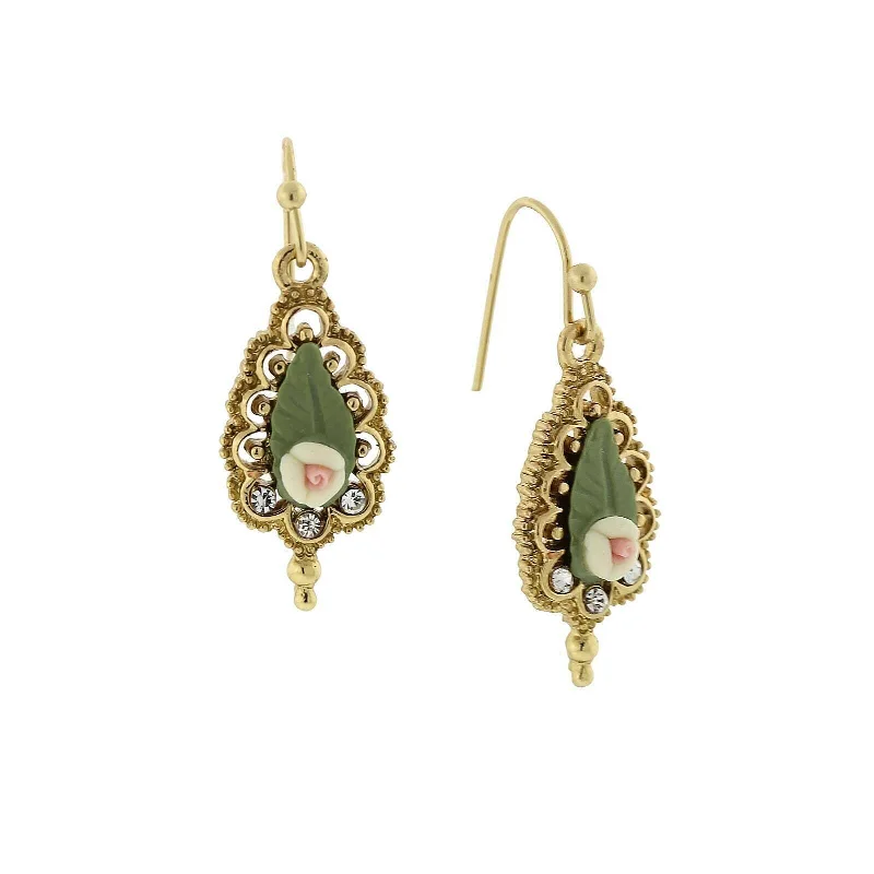 Personalized Jewelry At Special Discount Rates 1928 Jewelry Fantasia Porcelain Rose Drop Earrings Personalized Jewelry At Special Discount Rates 1928 Jewelry Fantasia Porcelain Rose Drop Earrings