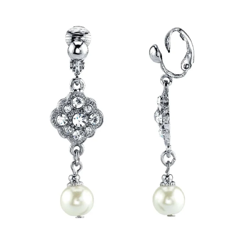 Holiday Jewelry Sale – Perfect Gifts At Great Prices 1928 Jewelry Flower Crystal And Faux Pearl Clip On Earrings