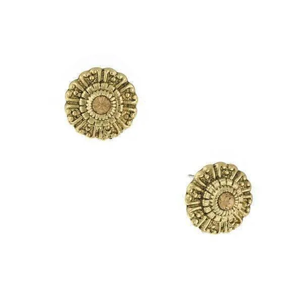 Timeless Jewelry Styles At Wallet-Friendly Prices 1928 Jewelry Light Topaz Crystal Round Button Earrings Timeless Jewelry Styles At Wallet-Friendly Prices 1928 Jewelry Light Topaz Crystal Round Button Earrings