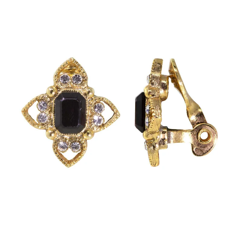 Affordable Elegance – Special Jewelry Sale Now Live 1928 Jewelry Octagon Crystal Floral Clip On Earrings