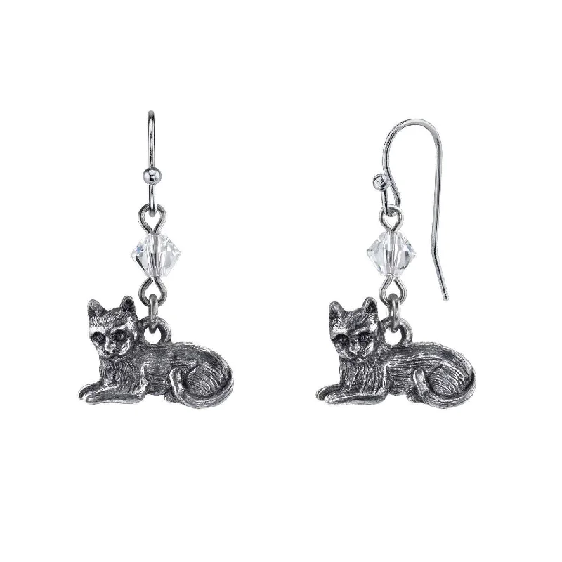 Stunning Statement Jewelry, Unbeatable Discounts 1928 Jewelry Pewter Cat & Austrian Crystal Bead Wire Earrings Stunning Statement Jewelry, Unbeatable Discounts 1928 Jewelry Pewter Cat & Austrian Crystal Bead Wire Earrings