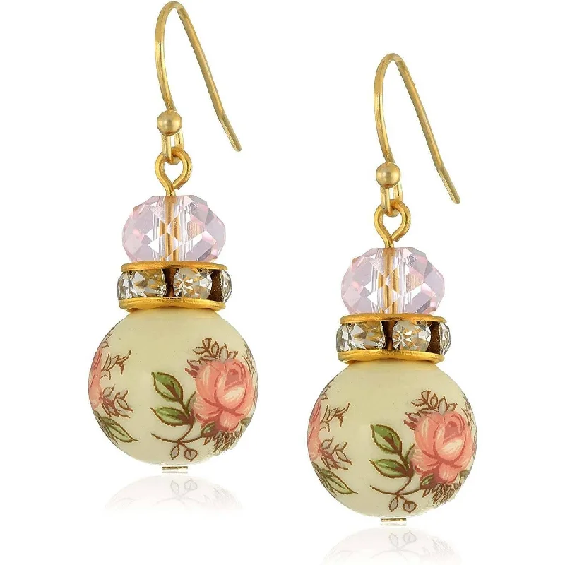 Big Discounts On Elegant Jewelry Collections 1928 Jewelry Pink Desert Rose Floral Decal Beaded Drop Earrings Big Discounts On Elegant Jewelry Collections 1928 Jewelry Pink Desert Rose Floral Decal Beaded Drop Earrings