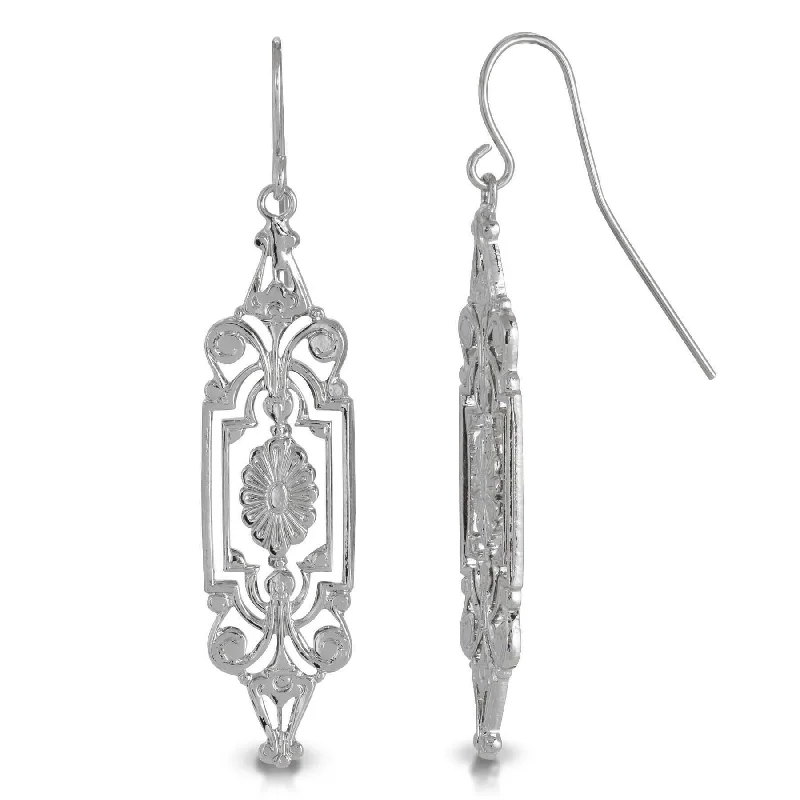 Exclusive Online Jewelry Sale – Don't Wait 1928 Jewelry Silver Flower Frame Of Versailles Drop Earrings Exclusive Online Jewelry Sale – Don't Wait 1928 Jewelry Silver Flower Frame Of Versailles Drop Earrings