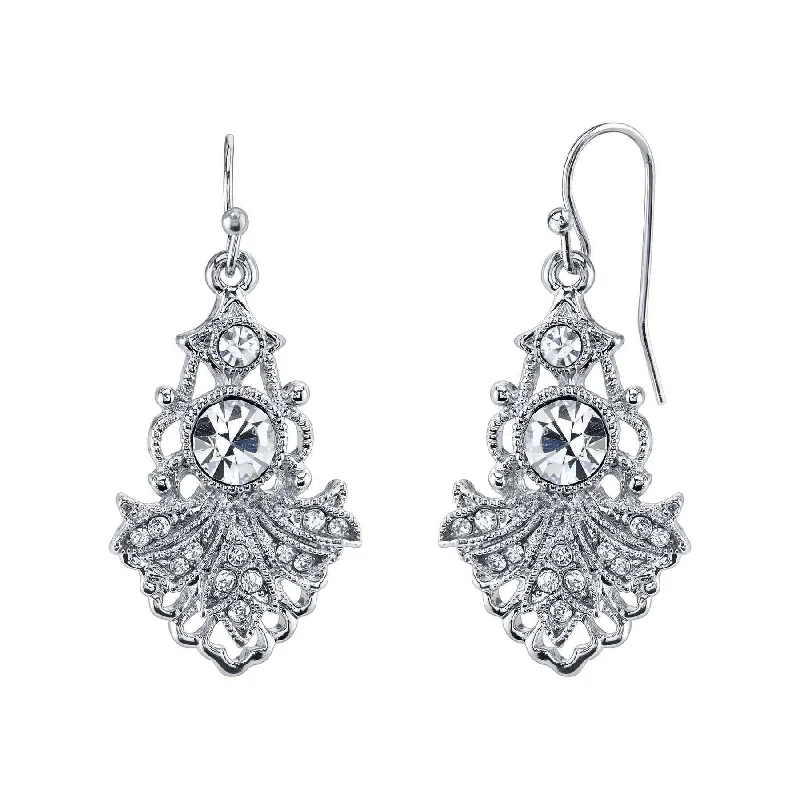 Limited-Stock Jewelry Clearance – Grab Your Favorites Now 1928 Jewelry Sparkling Symphony Multi Crystal Filigree Drop Earrings