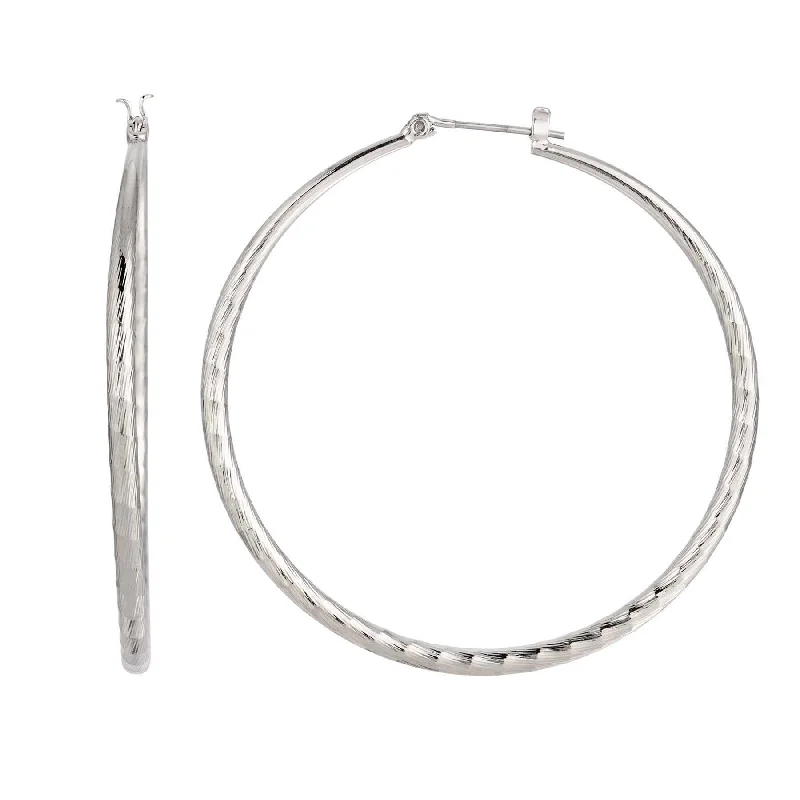 High-End Jewelry, Now More Affordable Than Ever 2028 Jewelry Silver Extra Large Hoop Earrings With Design High-End Jewelry, Now More Affordable Than Ever 2028 Jewelry Silver Extra Large Hoop Earrings With Design