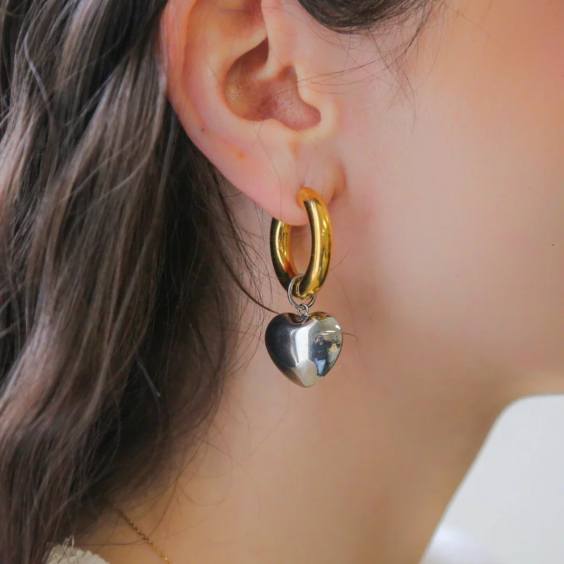 Luxury Jewelry Without The Luxury Price Tag AMY- Chunk Heart 18K & Steel Gold Earrings Luxury Jewelry Without The Luxury Price Tag AMY- Chunk Heart 18K & Steel Gold Earrings