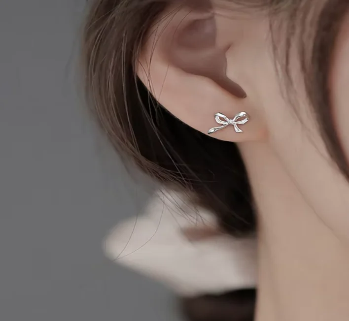 Must-Have Jewelry At Unbelievable Discounts Bow- Sterling Silver Trendy Earrings