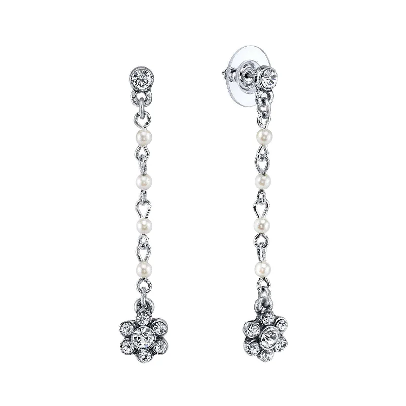 Buy More, Save More On Stunning Jewelry Pieces 1928 Jewelry Faux Pearl Crystal Flower Linear Post Earrings Buy More, Save More On Stunning Jewelry Pieces 1928 Jewelry Faux Pearl Crystal Flower Linear Post Earrings