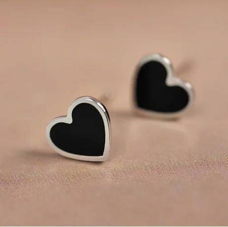 Stunning Jewelry At A Fraction Of The Price COLD HEART - Black 925 Sterling Silver Earring Stunning Jewelry At A Fraction Of The Price COLD HEART - Black 925 Sterling Silver Earring